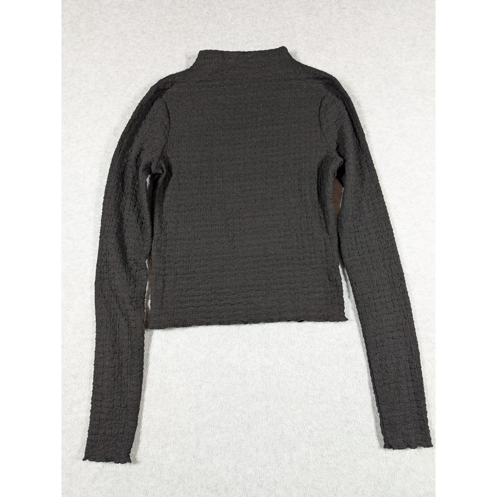 Elodie Women Top Small Long Sleeve Textured Crop‎ Turtleneck Stretch Fitted